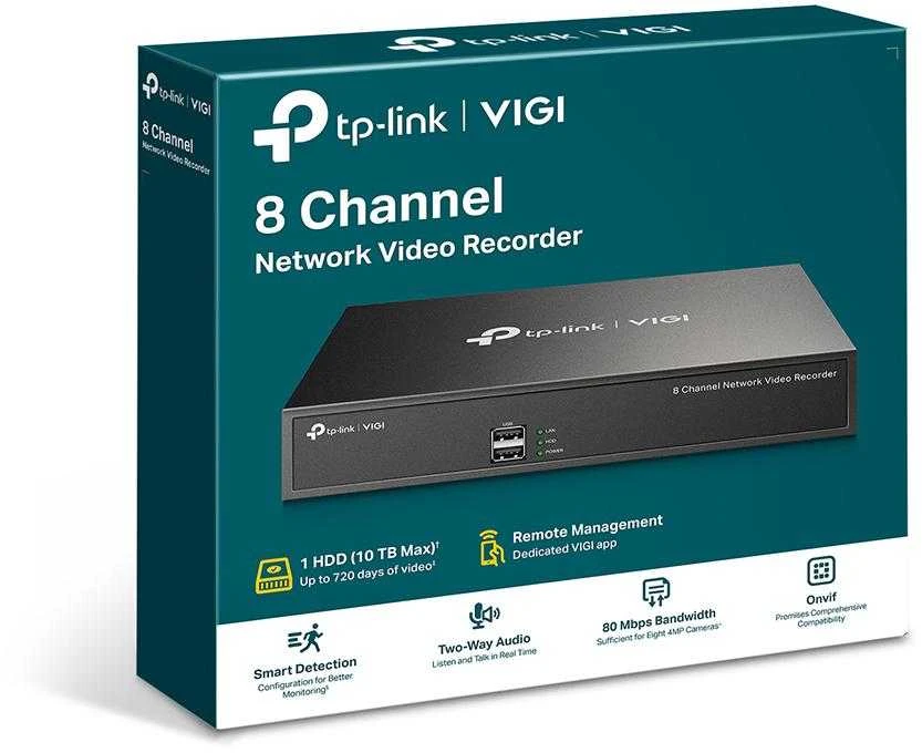 TP-Link VIGI NVR1008H tinklinis vaizdo įrašymo įrenginys (NVR) 1U Juoda