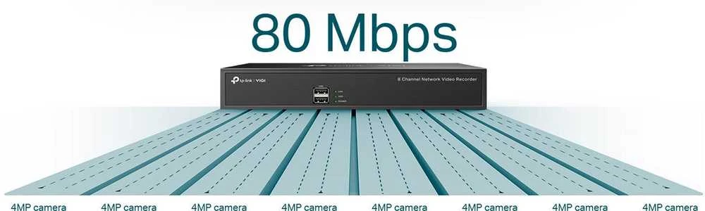 TP-Link VIGI NVR1008H tinklinis vaizdo įrašymo įrenginys (NVR) 1U Juoda