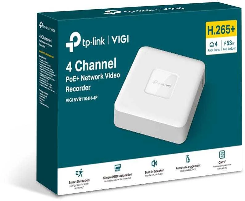 TP-LINK | PoE+ tinklo vaizdo įrašymo įrenginys | VIGI NVR1104H-4P | 1 | 4 kanalų