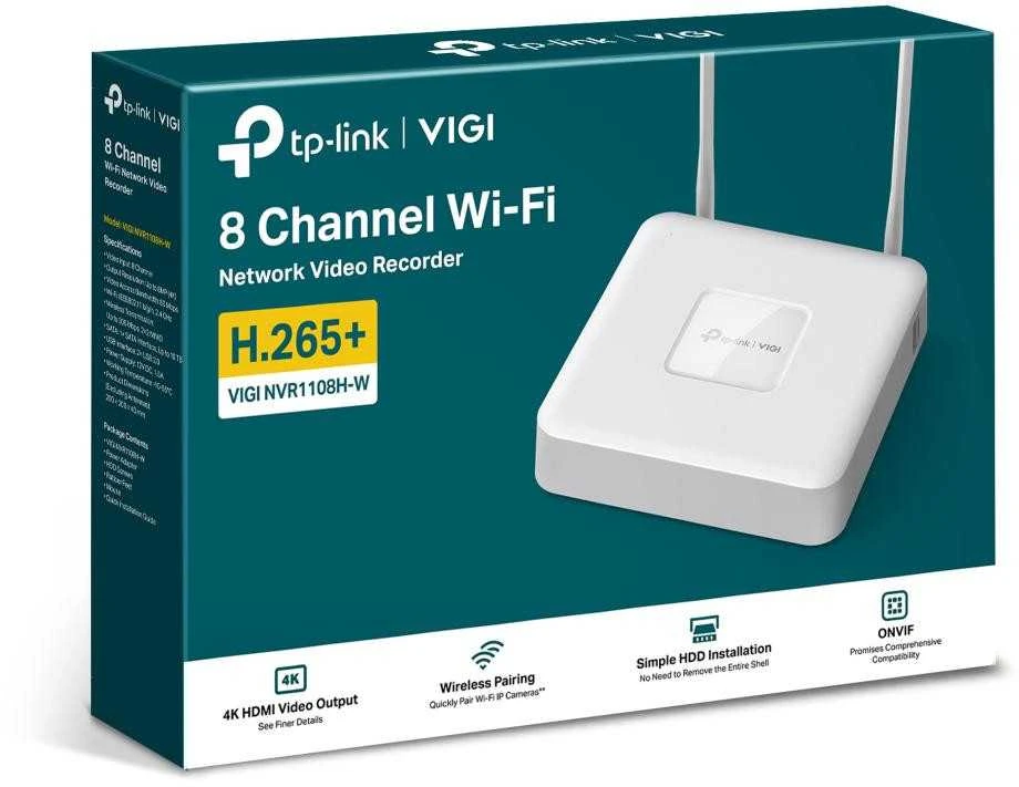 TP-LINK | VIGI 8 kanalų Wi-Fi tinklo vaizdo įrašymo įrenginys | VIGI NVR1108H-W | 1 SATA sąsaja