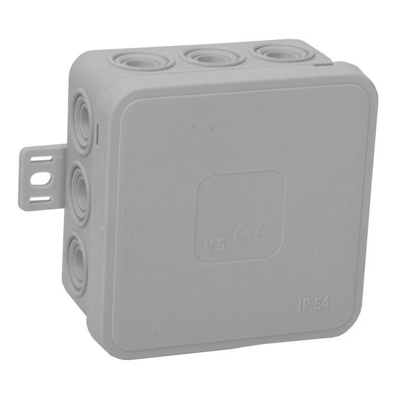 Tuščia ant paviršiaus montuojama dėžutė su 12 įvadų VIPLAST V5 click Pilkas IP54 75x75x41mm 035-03