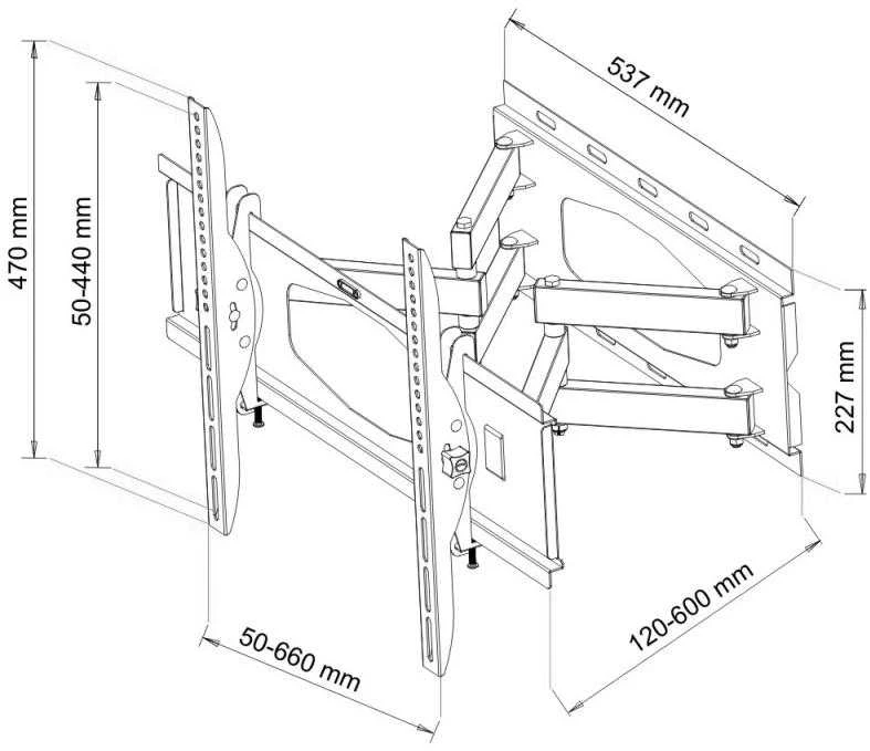 Laikiklis Tvirtinimo sienelė televizoriui ART AR-65 (kampinis, pakreiptas, sieninis, 32" - 80", maks. 60 kg)