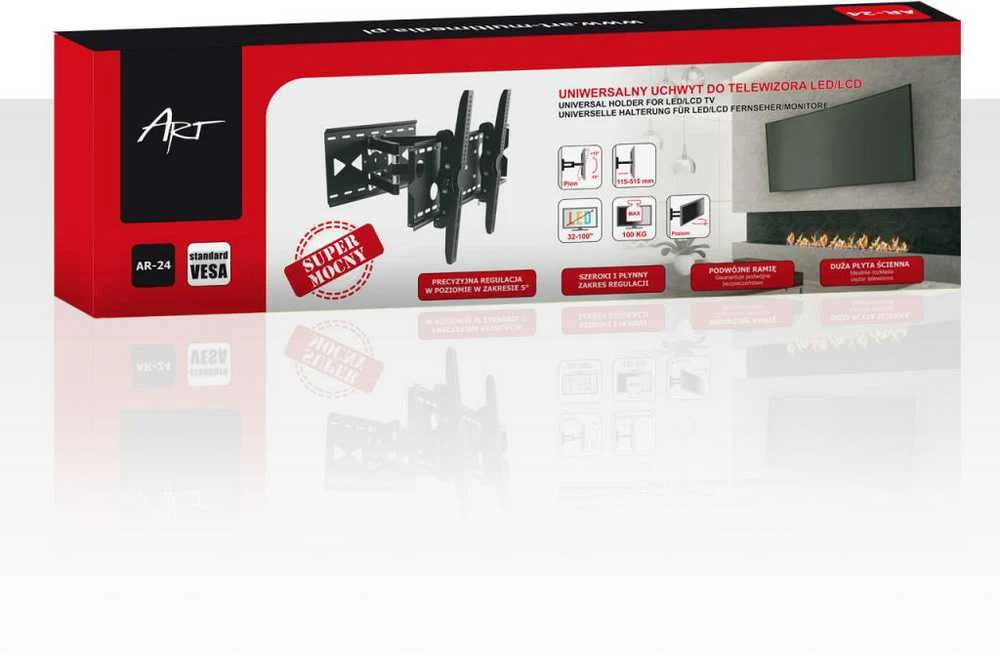 Laikiklis ART RAMT AR-24 ART Holder AR-24 to tv LCD | juodas | 32-60 80KG VESA corner