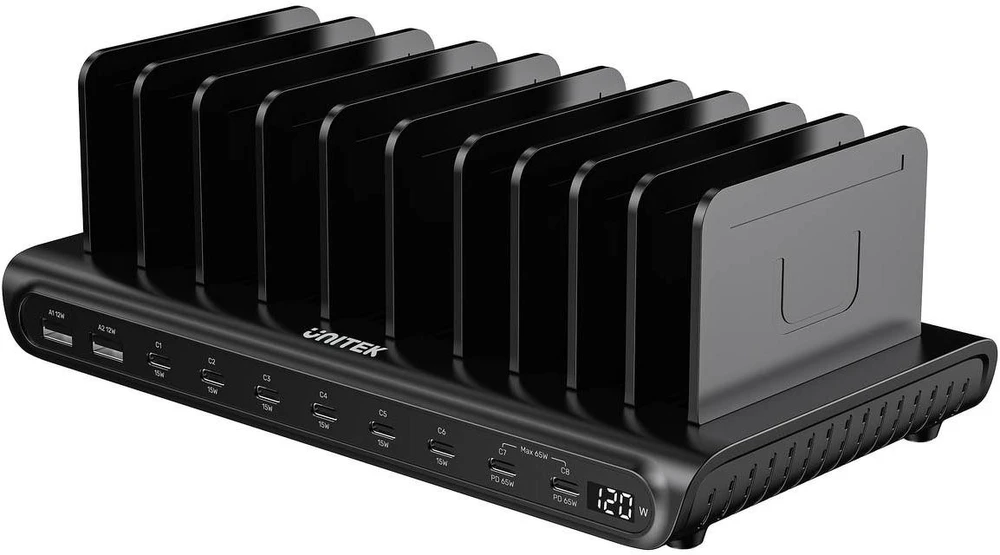 „Unitek“ išmanioji 10 prievadų USB-A/USB-C įkrovimo stotelė | 120 W | PD 3.0