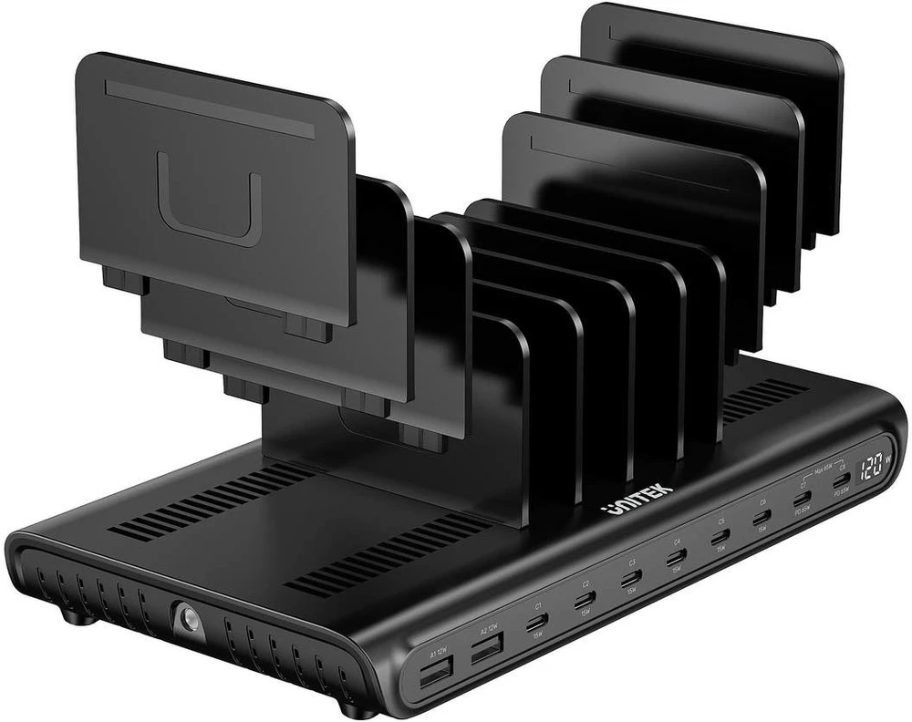 „Unitek“ išmanioji 10 prievadų USB-A/USB-C įkrovimo stotelė | 120 W | PD 3.0