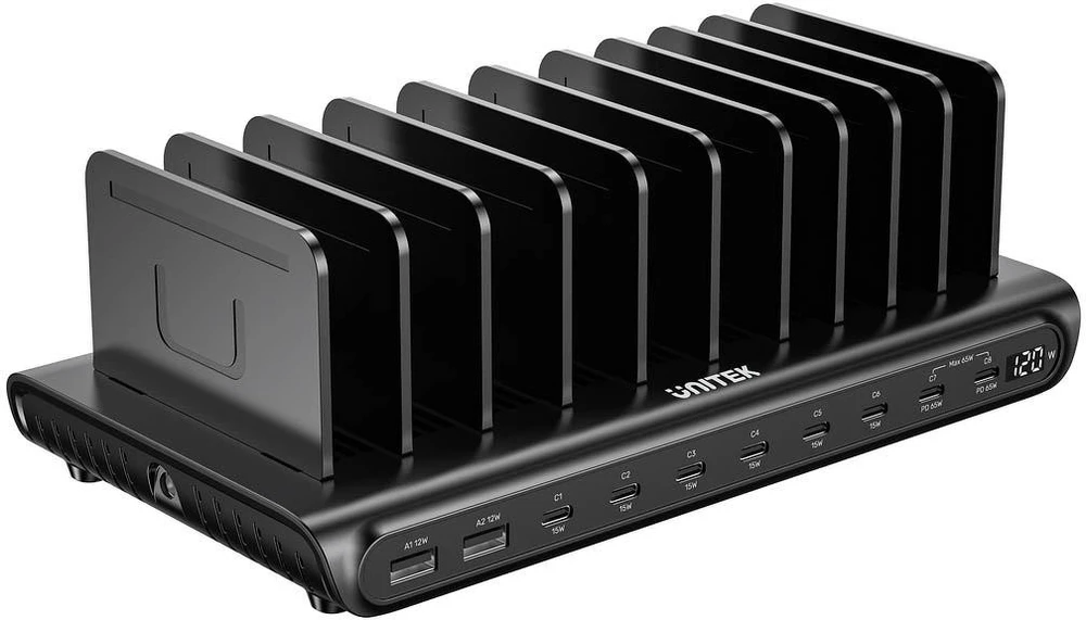 „Unitek“ išmanioji 10 prievadų USB-A/USB-C įkrovimo stotelė | 120 W | PD 3.0