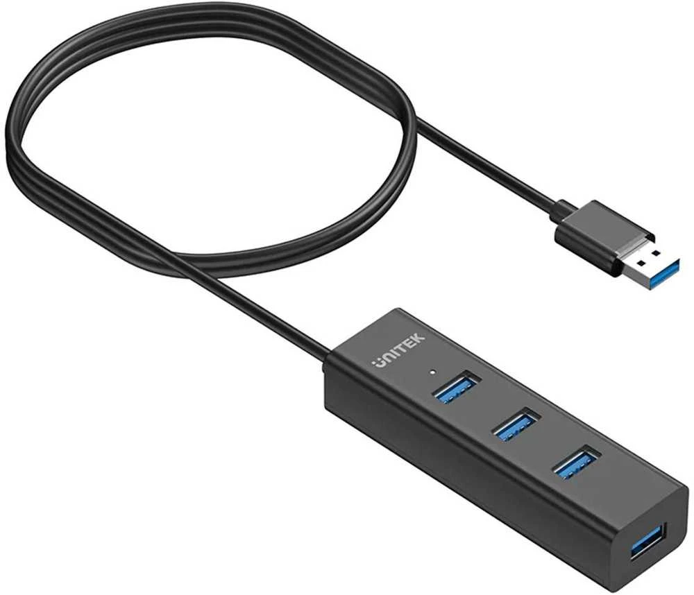 USB Adapteris - UNITEK Y-3089V01 4-Port USB 3.2 Gen 1 Juodas