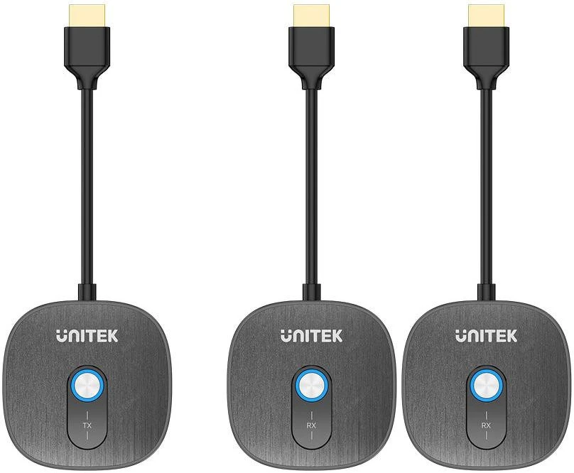 „Unitek“ belaidis HDMI siųstuvas 1080p, 1 siųstuvas + 2 imtuvai, Juoda