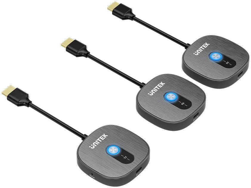 „Unitek“ belaidis HDMI siųstuvas 1080p, 1 siųstuvas + 2 imtuvai, Juoda