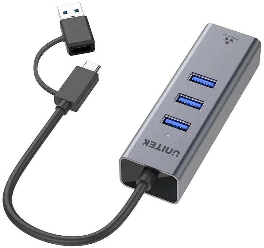 Unitek USB-C šakotuvas su trimis USB lizdais ir adapteriu