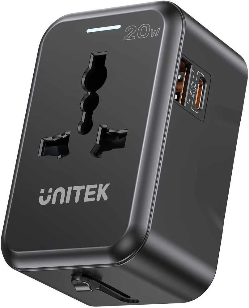 „Unitek“ kelioninis adapteris ES/JAV/JK/Australijos PD 20 W
