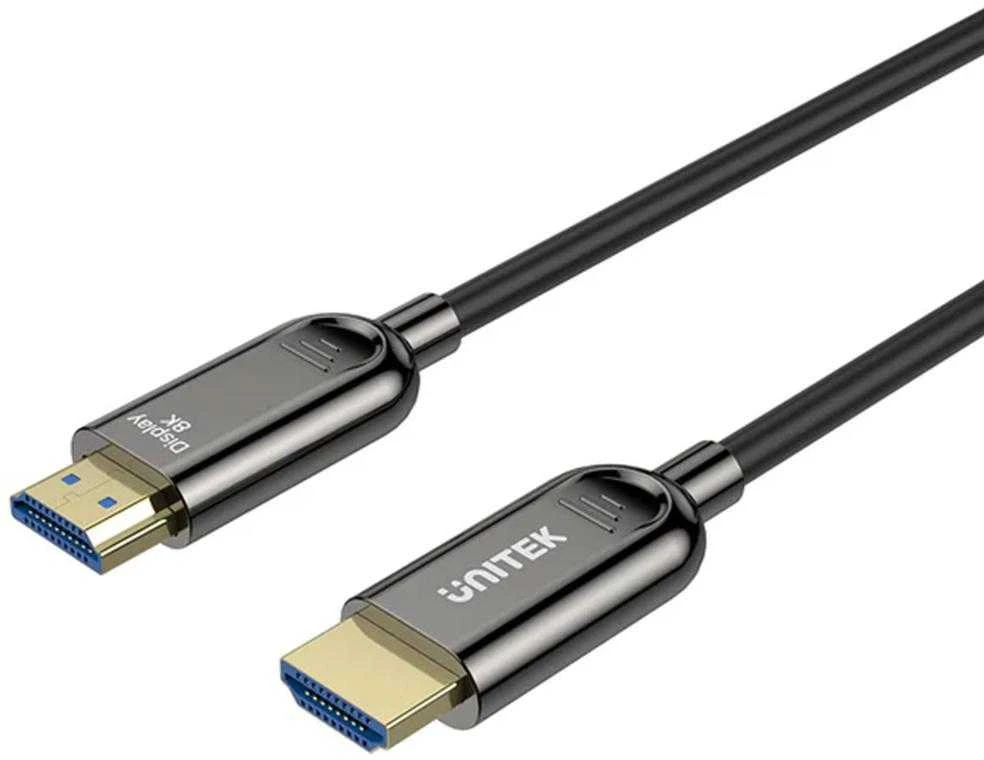 Unitek HDMI 2.1 optinis kabelis su metalinėmis jungtimis