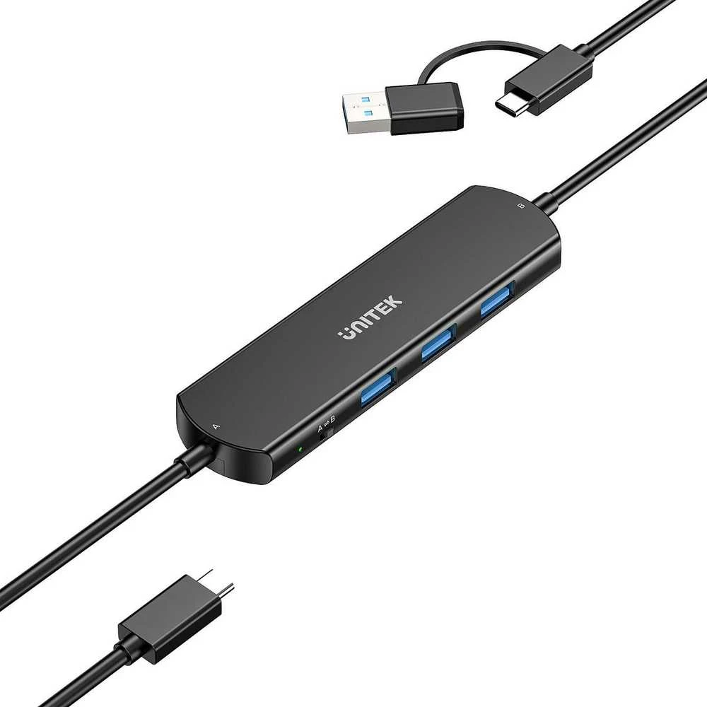 Ausinės Unitek KVM šakotuvas 10 Gbps – perjungimas tarp 2 kompiuterių, 3×USB-A