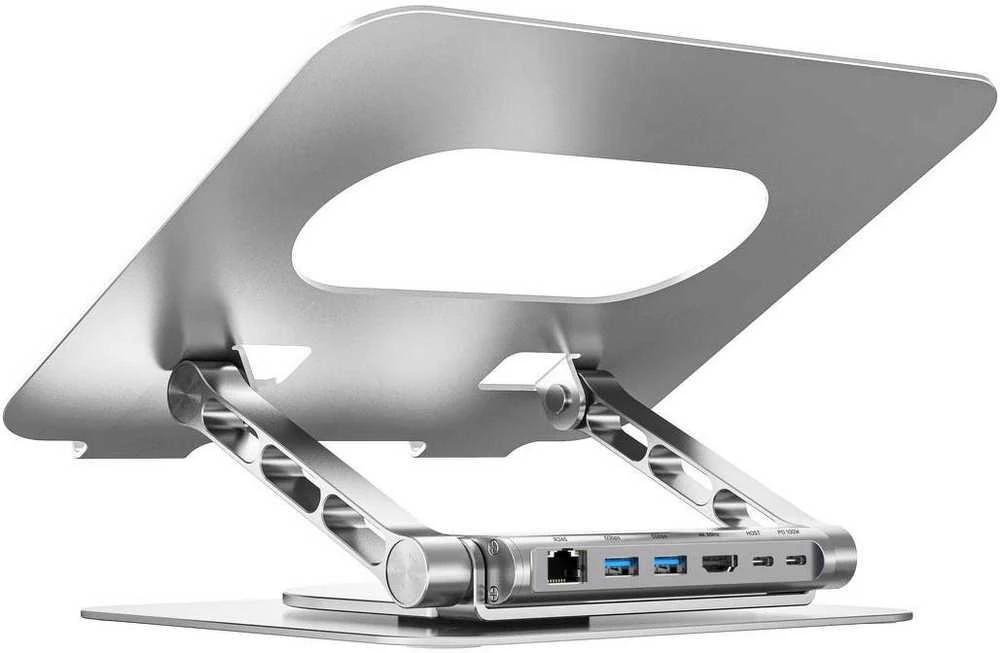 Reguliuojamas nešiojamojo kompiuterio stovas + USB-C HDMI šakotuvas Unitek D1109B01 PD 100W