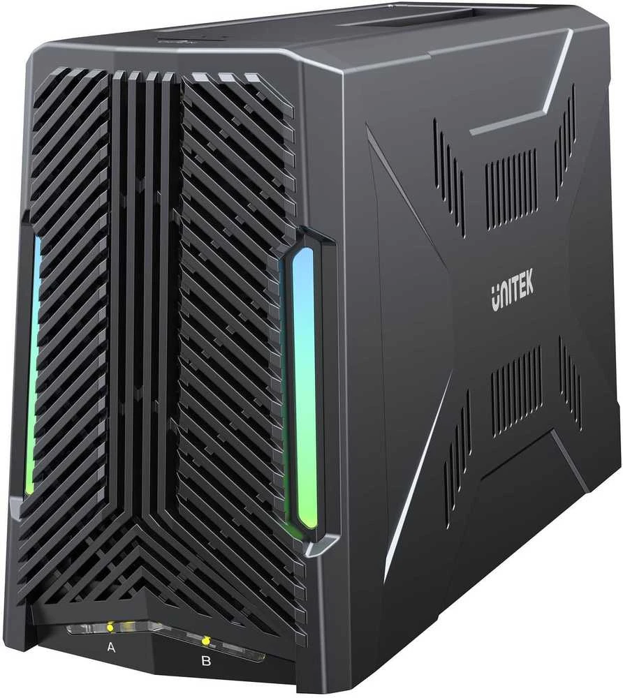 Unitek Doko stotelė, 1x dysk M.2 NVMe, 1x dysk SATA, USB-C 10 Gbps