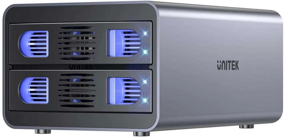 „Unitek“ RAID korpusas SATA diskams 2,5"/3,5" 4 režimai 40 TB USB C 10 Gb/s