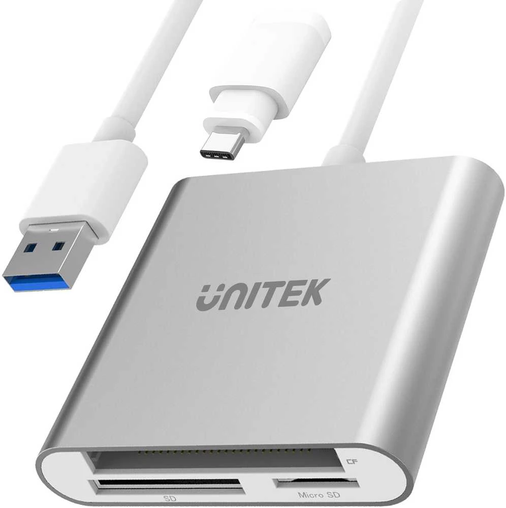 UNITEK Y-9313D Unitek USB3.0 į Multi-In-One Aliuminio kortelių skaitytuvą (su USB Type-C adapteriu)