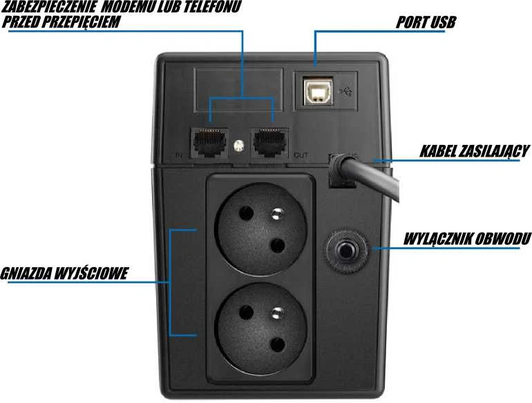 POWERWALK VI 600 SW FR Power Walker UPS Line-Interactive 600VA 2x PL 230V, PURE SINE, RJ11/RJ45,USB,LCD