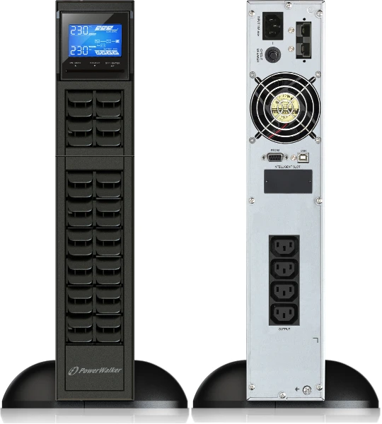 POWERWALK VFI 2000 CRM LCD Power Walker UPS On-Line 2000VA, 19 2U, 4x IEC, USB/RS-232, LCD, stovas/bokštas