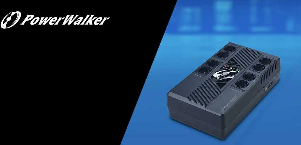 POWER WALKER UPS Line-Interactive 1000VA MS 8x schuko RJ45 įvestis / išvestis USB HID USB įkroviklis