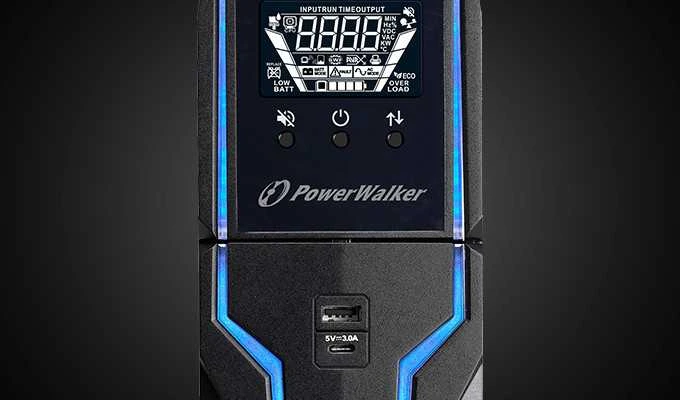 Power Walker POWERWALKER žaidimų UPS Line-Interactive VI 1000 GXB FR 4x FR lizdai / USB / LCD / 2x USB įkroviklis / RGB Lightning