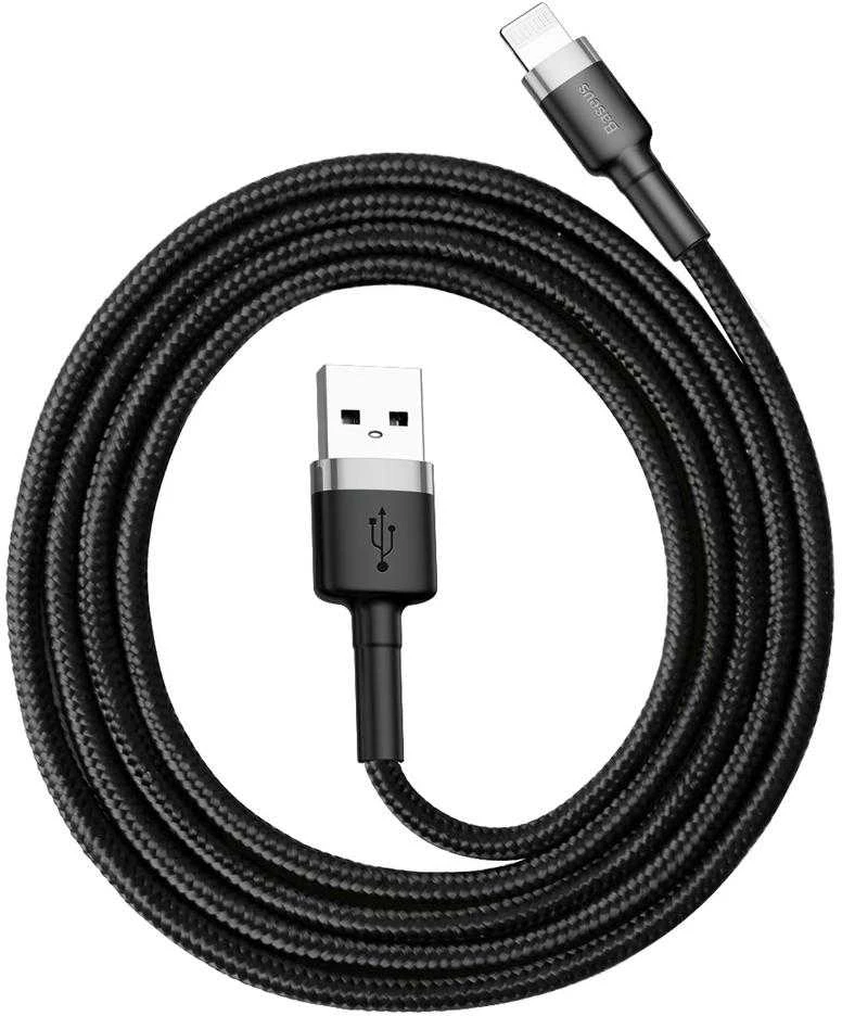 Baseus Cafule USB Lightning kabelis 2.4A 1m - Pilkas / Juodas