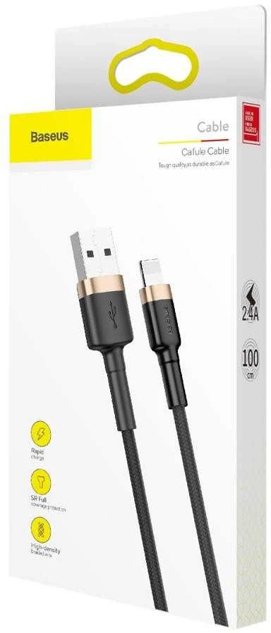 Baseus Cafule Lightning kabelis 2.4A 1m - Auksinis / Juodas