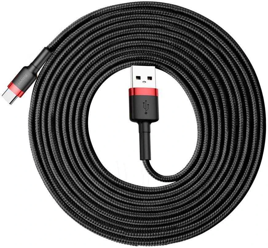 Baseus Cafule USB-C kabelius 2A 3m - Juodas / Raudonas