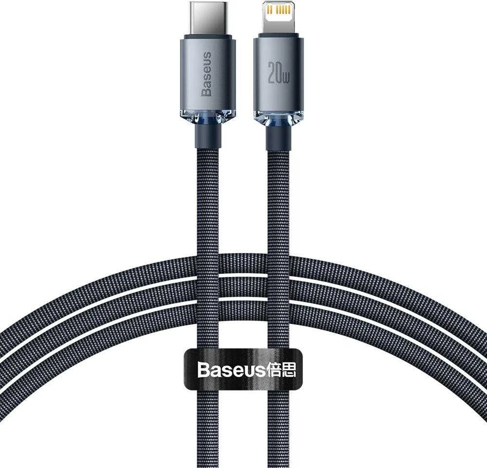 Baseus Crystal Shine USB-C į Lightning jungties laidas, 20W, PD, 2m juodos spalvos