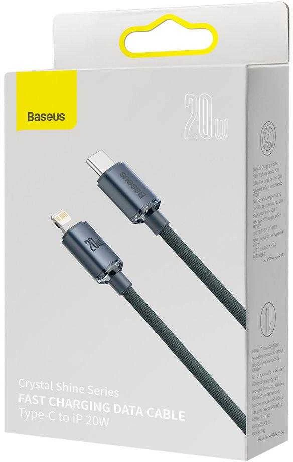 Baseus Crystal Shine USB-C į Lightning jungties laidas, 20W, PD, 2m juodos spalvos