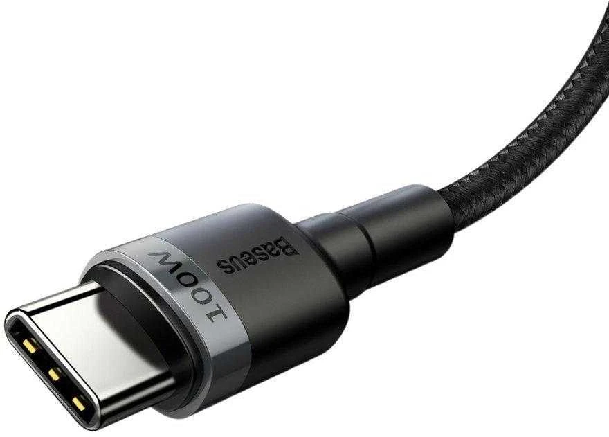 Baseus Cafule PD2.0 100W greito įkrovimo USB-C kabelis 20V 5A 2m - Pilkas / Juodas