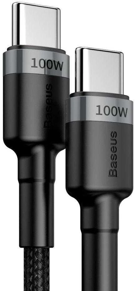 Baseus Cafule PD2.0 100W greito įkrovimo USB-C kabelis 20V 5A 2m - Pilkas / Juodas
