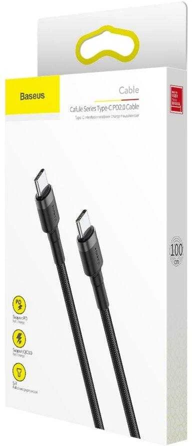 Baseus Cafule kabelis USB-C PD 2.0 QC 3.0 60W 1m - Juodas / Pilkas