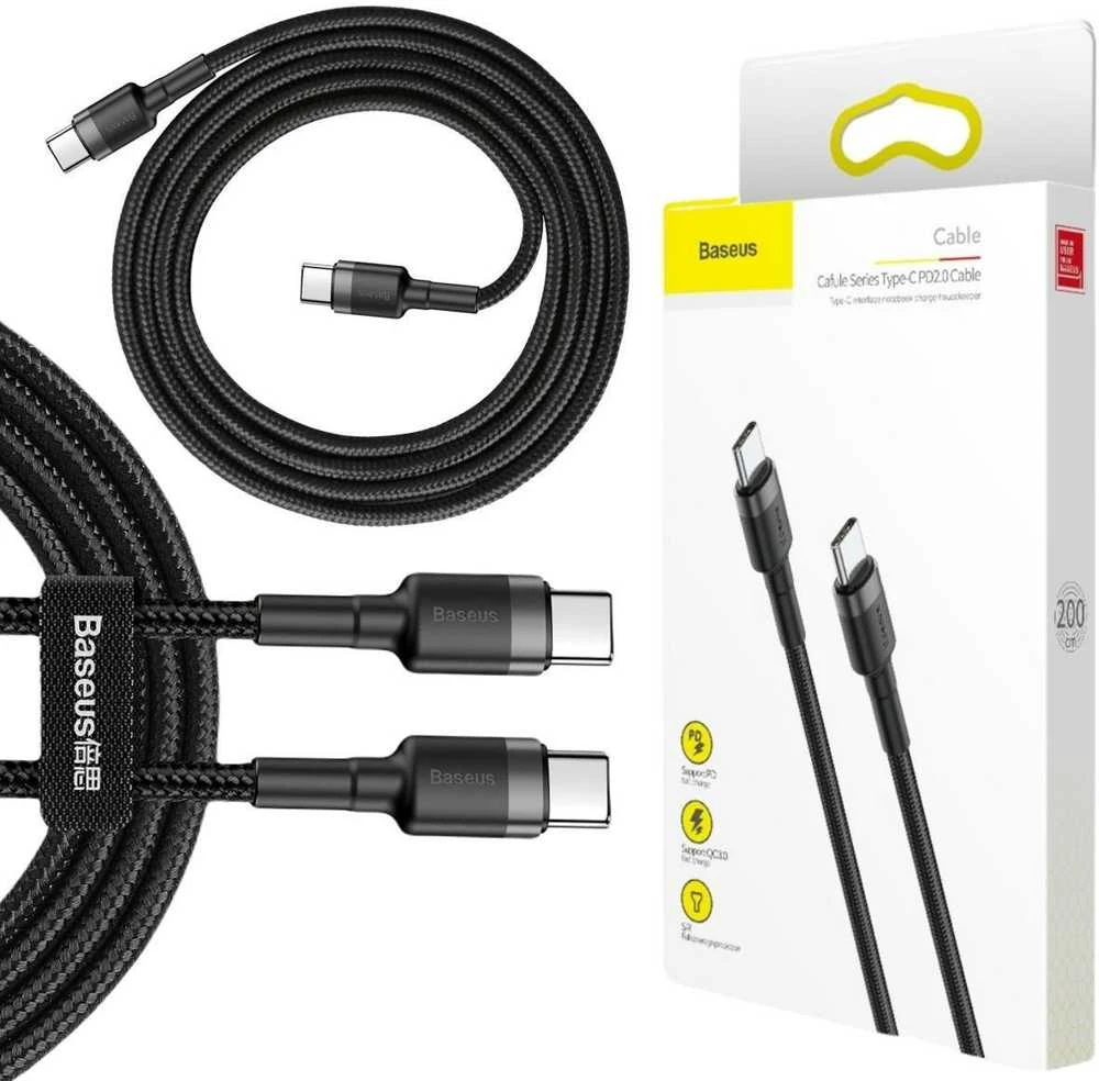 Baseus Cafule kabelis USB-C PD 2.0 QC 3.0 60W 2m - Pilka / Juoda
