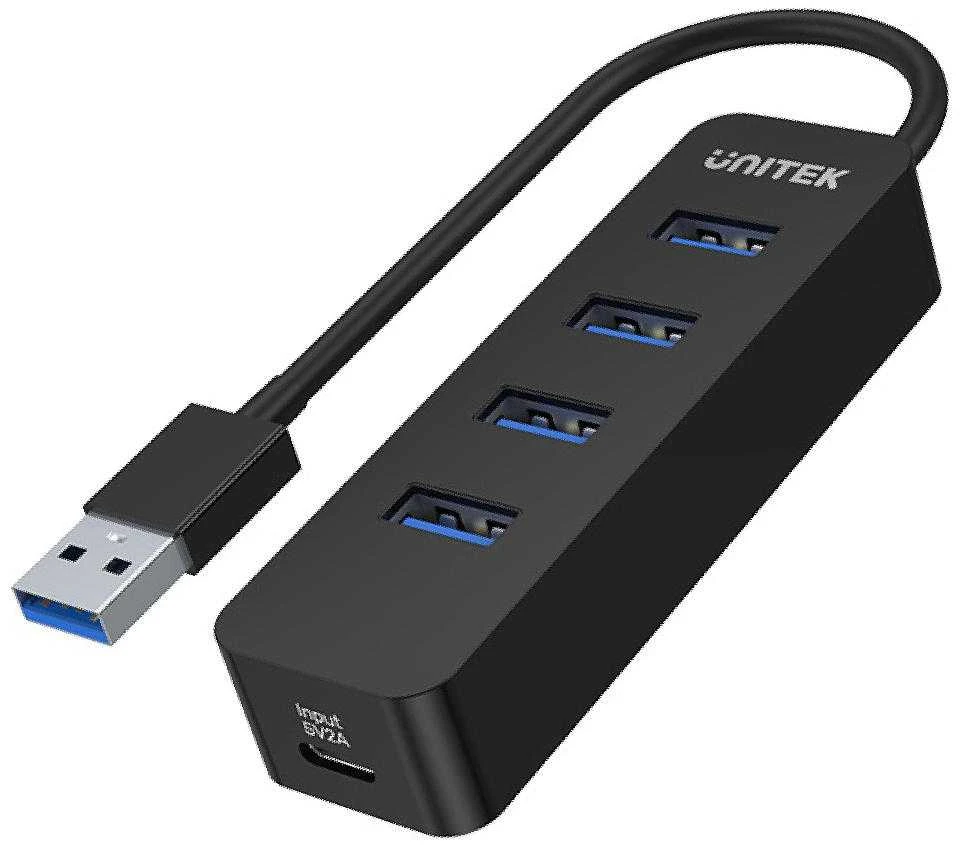 USB Hub - UNITEK H1117A 4-Port USB 3.1 Aktyvus 10W Juodas
