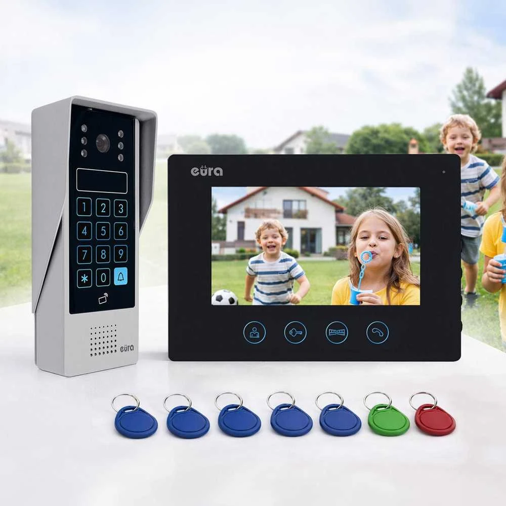 EUA VIDEO DOORPHONE EURA VDP-90A3 DELTA + baltas TUYA monitorius