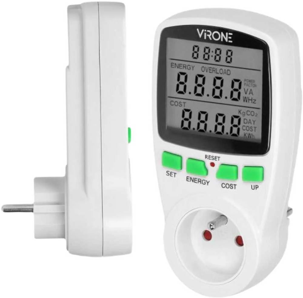 Virone Orno Vieno tarifo vatmetras, energijos skaičiuoklė su LCD ekranu, vieno tarifo, įmontuota baterija