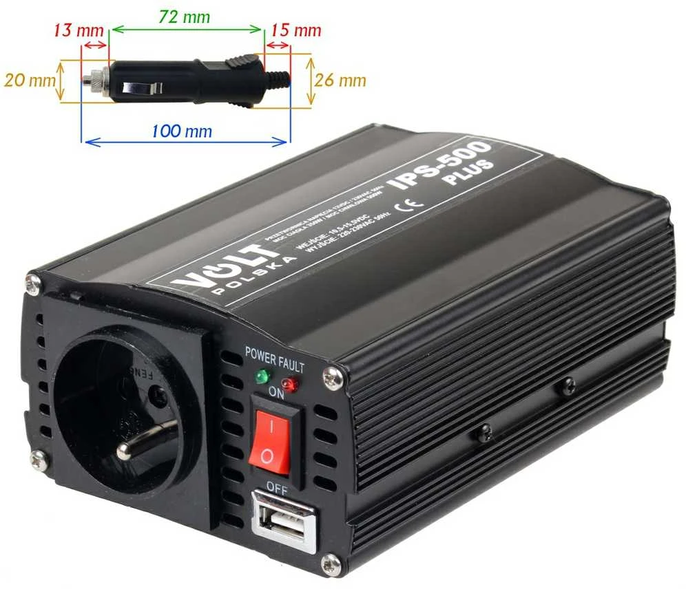 Inverteris Volt IPS-500 Plus - 12VDC/230VAC 350/500W