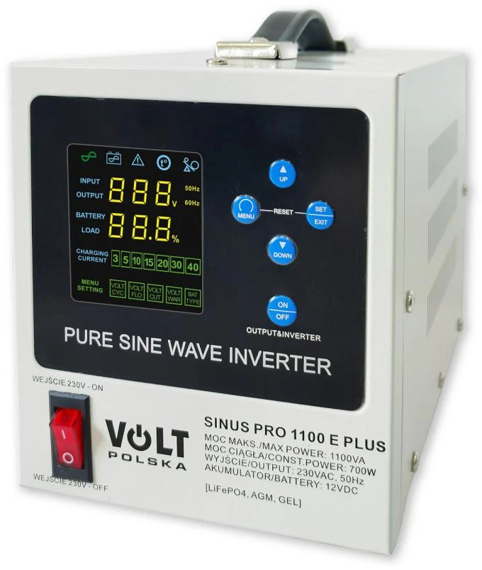 Volt Polska SinusPro 1100E Plus su LCD ekranu