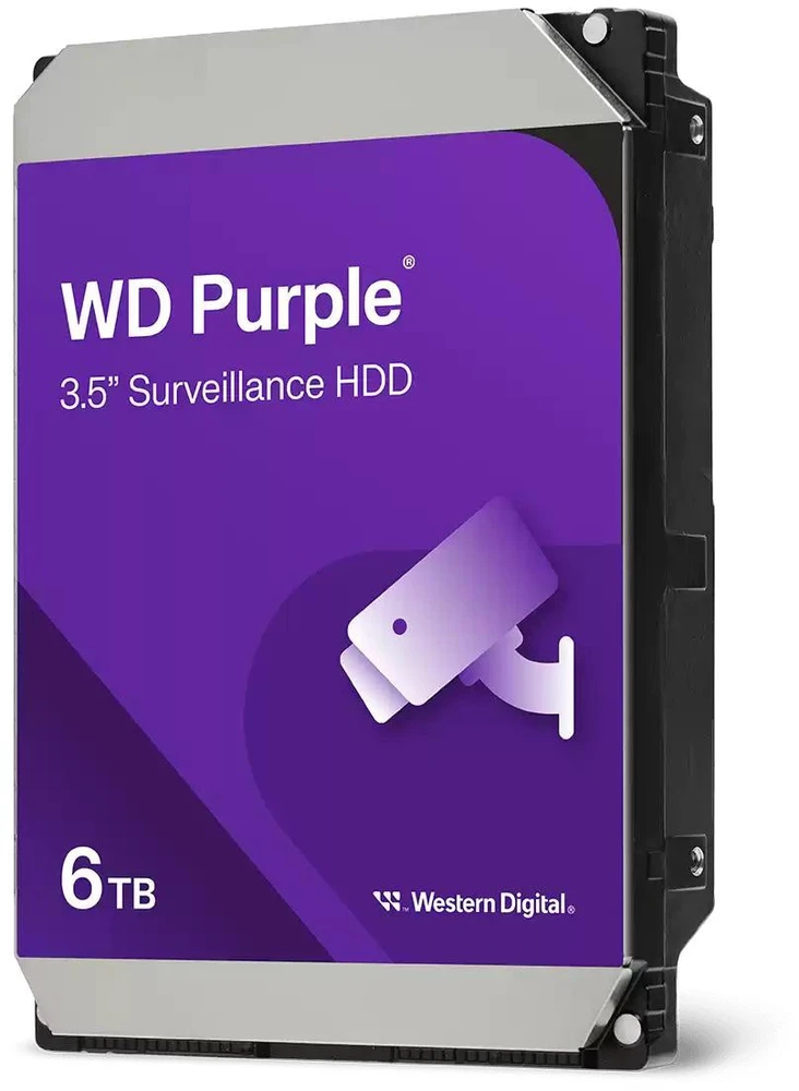 Western Digital HDD Video Surveillance WD Violetinė 6TB CMR, 3.5'', 256MB, SATA 6Gbps, TBW: 180