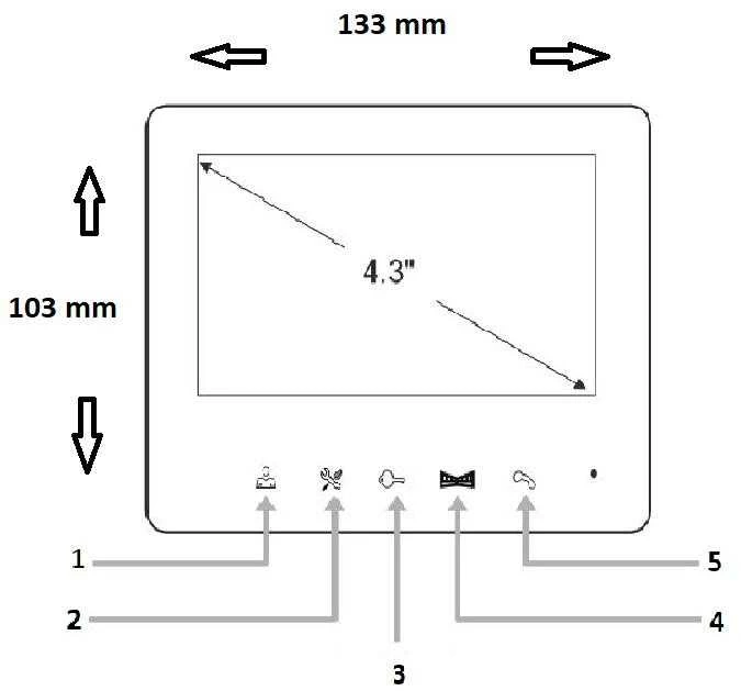 Orno LIRA vaizdo domofonas (išorinis skydelis + monitorius) 4.3'', spalvotas ekranas
