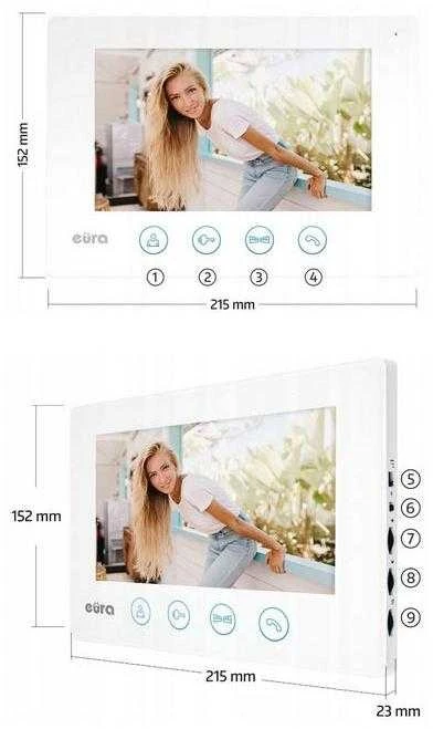 EUA VIDEO DOORPHONE EURA VDP-90A3 DELTA + baltas TUYA monitorius