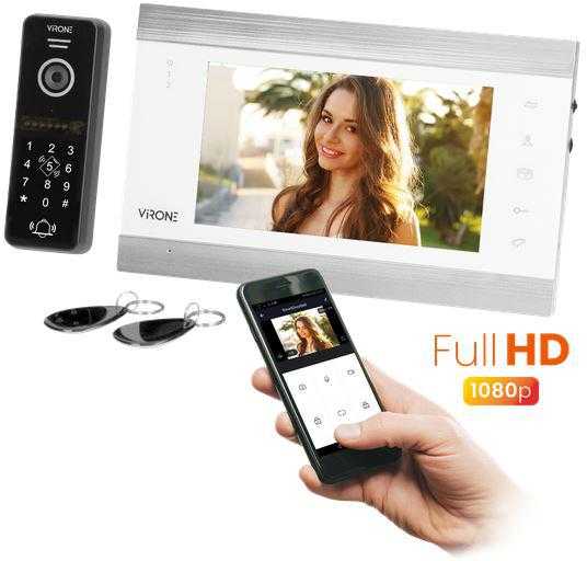 Orno VIFIS Full HD vaizdo domofono rinkinys (ragelis, šifratorius, artumo skaitytuvas, programų valdymas, DIN bėgio maitinimo šaltinis, balta)