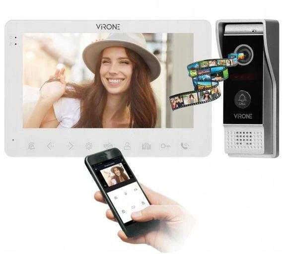 Orno Rinkinys Vaizdo domofono komplektas, be ragelio, spalvotas, LCD 7", OSD meniu, WI-FI + programėlė telefonui, vartų valdymas, baltas, VIFAR