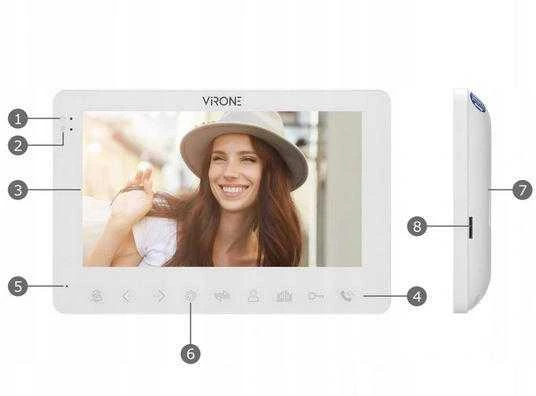 Orno Rinkinys Vaizdo domofono komplektas, be ragelio, spalvotas, LCD 7", OSD meniu, WI-FI + programėlė telefonui, vartų valdymas, baltas, VIFAR