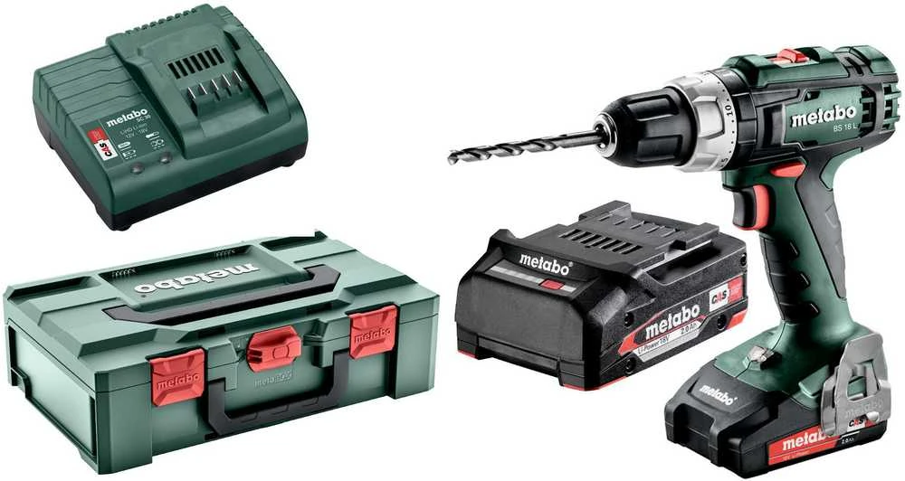 Akumuliatorinis suktuvas/gręžtuvas BS 18 L 2x2,0 Ah 13 mm, Metabo