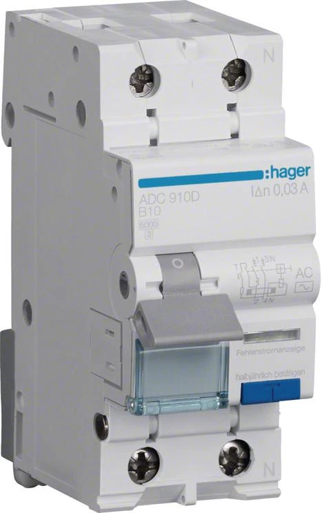 Hager Diferencialinis automatas 1+N 10A B 0,03A AC ADC910D