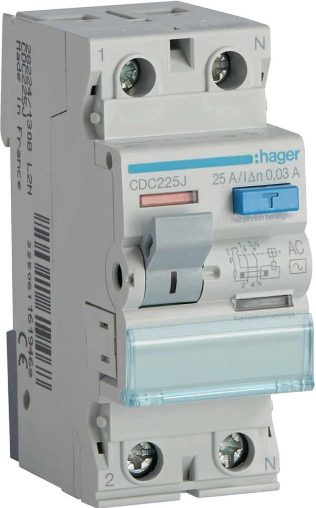 Hager RCD 2P 25A 0.03A AC (CDC225J)