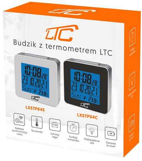 Žadintuvas su termometrem LTC, sterowany radiowo, sidabrinė LXSTP04S