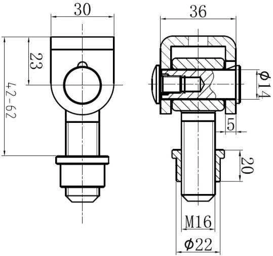 PSG 61.001.01 suvirinamas vyris - M16 sriegis (cinkuota kilpa)